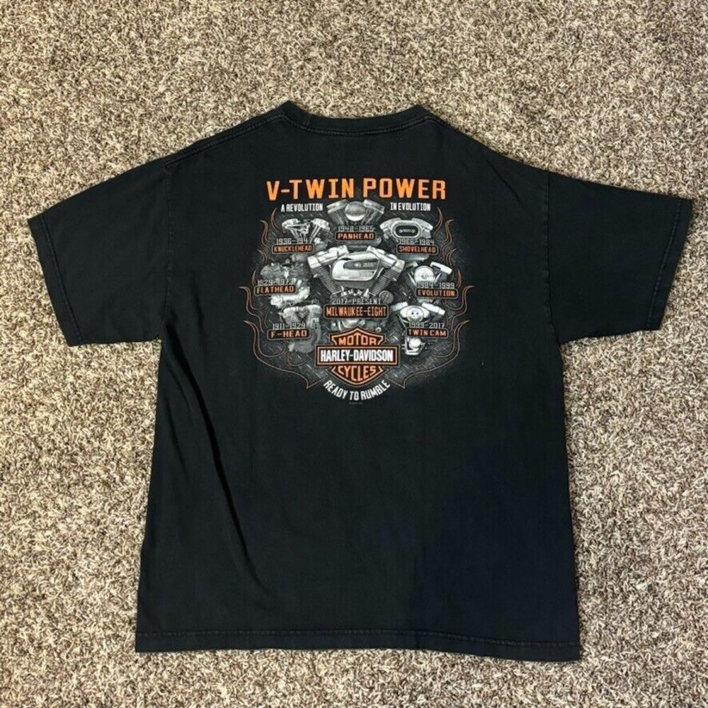 Faded Black Harley Davidson San Diego V-Twin Power Graphic Tee 2019 Size Large